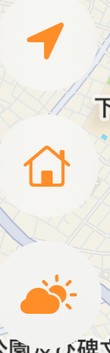 地図の右側に縦に並ぶ3つのボタン