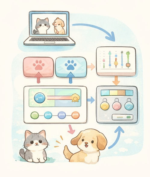 文字なしのやわらかい挿絵（4枚セット）